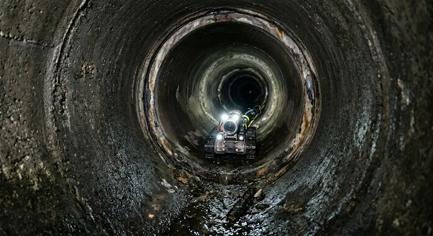 Robotic sewer camera inspecting pipe interior for Drain Snake Service in Aiea